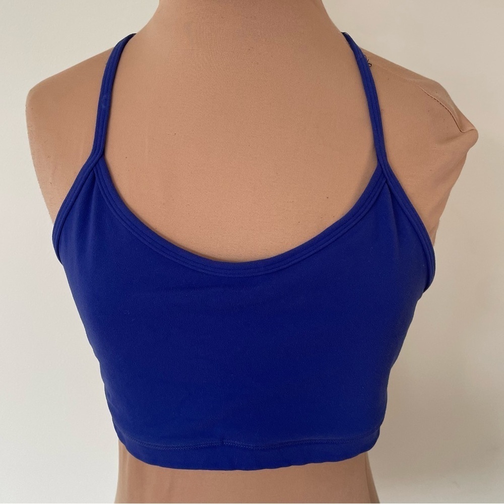Lululemon Flow Y Bra IV Blue Mesh Back Racerback Luon Yoga Sportsbra Size 8